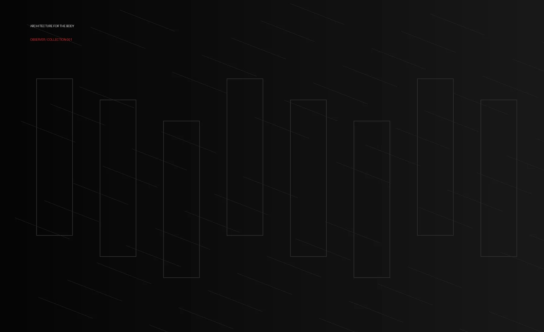 DUZ Observer Collection editorial environment with black and red technical luxury aesthetic